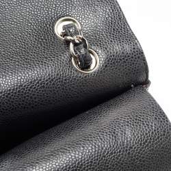 Pre Owned Chanel Black Quilted Caviar Leather Maxi Classic Double Flap Bag