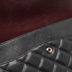 Pre Owned Chanel Black Quilted Caviar Leather Maxi Classic Double Flap Bag