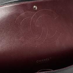 Pre Owned Chanel Black Quilted Caviar Leather Maxi Classic Double Flap Bag