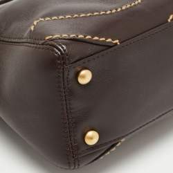 Pre Owned Chanel Dark Brown Leather Wild Stitch CC Baguette Bag