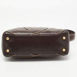 Pre Owned Chanel Dark Brown Leather Wild Stitch CC Baguette Bag