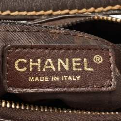 Pre Owned Chanel Dark Brown Leather Wild Stitch CC Baguette Bag