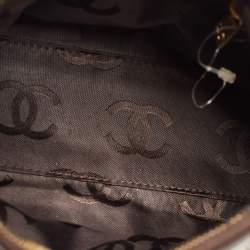 Pre Owned Chanel Dark Brown Leather Wild Stitch CC Baguette Bag