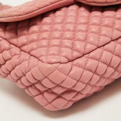 Pre Owned Chanel Pink Microquilted Leather Mini CC Flap Bag