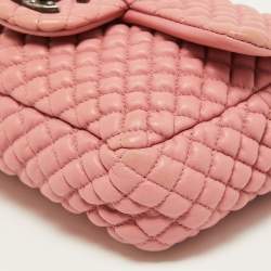 Pre Owned Chanel Pink Microquilted Leather Mini CC Flap Bag