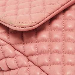 Pre Owned Chanel Pink Microquilted Leather Mini CC Flap Bag