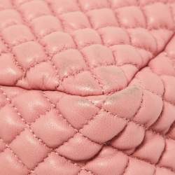 Pre Owned Chanel Pink Microquilted Leather Mini CC Flap Bag