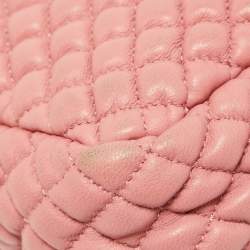 Pre Owned Chanel Pink Microquilted Leather Mini CC Flap Bag