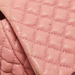 Pre Owned Chanel Pink Microquilted Leather Mini CC Flap Bag
