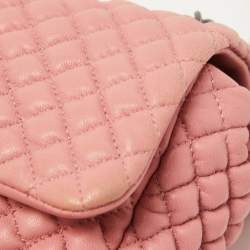 Pre Owned Chanel Pink Microquilted Leather Mini CC Flap Bag