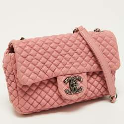 Pre Owned Chanel Pink Microquilted Leather Mini CC Flap Bag