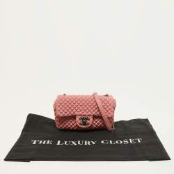 Pre Owned Chanel Pink Microquilted Leather Mini CC Flap Bag
