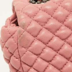 Pre Owned Chanel Pink Microquilted Leather Mini CC Flap Bag