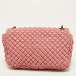 Pre Owned Chanel Pink Microquilted Leather Mini CC Flap Bag
