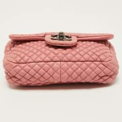 Pre Owned Chanel Pink Microquilted Leather Mini CC Flap Bag