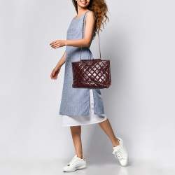 Pre Owned Chanel Burgundy Quilted Leather CC Portobello Tote