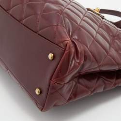 Pre Owned Chanel Burgundy Quilted Leather CC Portobello Tote