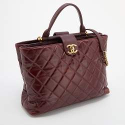 Pre Owned Chanel Burgundy Quilted Leather CC Portobello Tote