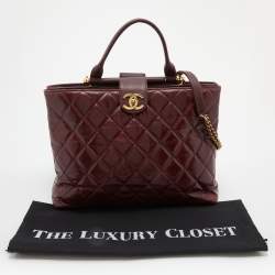 Pre Owned Chanel Burgundy Quilted Leather CC Portobello Tote