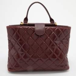 Pre Owned Chanel Burgundy Quilted Leather CC Portobello Tote