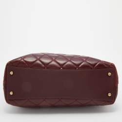 Pre Owned Chanel Burgundy Quilted Leather CC Portobello Tote