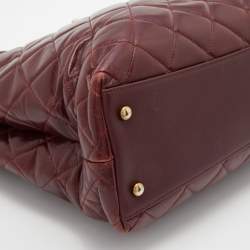 Pre Owned Chanel Burgundy Quilted Leather CC Portobello Tote
