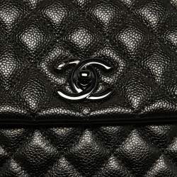 Pre Owned Chanel Black Quilted Caviar Leather So Black Coco Top Handle Bag