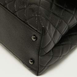 Pre Owned Chanel Black Quilted Caviar Leather So Black Coco Top Handle Bag