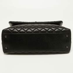 Pre Owned Chanel Black Quilted Caviar Leather So Black Coco Top Handle Bag