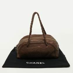 Pre Owned Chanel Bronze Leather Luxe Ligne Bowler Bag