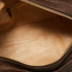 Pre Owned Chanel Bronze Leather Luxe Ligne Bowler Bag