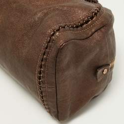 Pre Owned Chanel Bronze Leather Luxe Ligne Bowler Bag