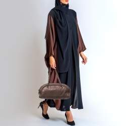Pre Owned Chanel Bronze Leather Luxe Ligne Bowler Bag