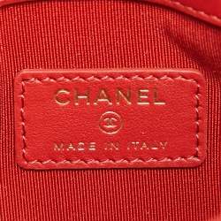 Chanel Red Quilted Caviar Leather Filigree Wallet