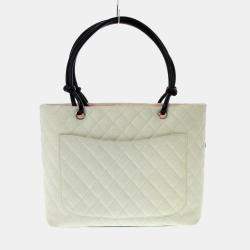 Pre Owned Chanel Black/White Leather Ligne Cambon Bag