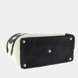 Pre Owned Chanel Black/White Leather Ligne Cambon Bag