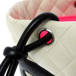 Pre Owned Chanel Black/White Leather Ligne Cambon Bag