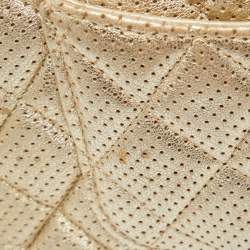 Pre Owned Chanel Gold Quilted Perforated Leather New Mini Classic Flap Bag