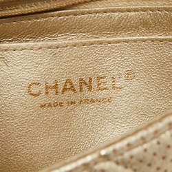 Pre Owned Chanel Gold Quilted Perforated Leather New Mini Classic Flap Bag