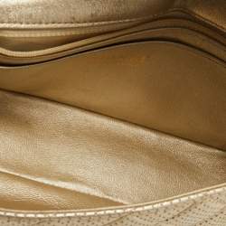 Pre Owned Chanel Gold Quilted Perforated Leather New Mini Classic Flap Bag