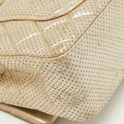 Pre Owned Chanel Gold Quilted Perforated Leather New Mini Classic Flap Bag