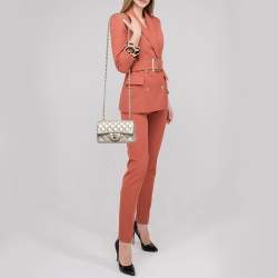 Pre Owned Chanel Gold Quilted Perforated Leather New Mini Classic Flap Bag