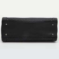 Pre Owned Chanel Black Chevron Quilted Leather Large Boy Shopper Tote