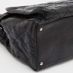 Pre Owned Chanel Black Quilted Glazed Leather Portobello Tote
