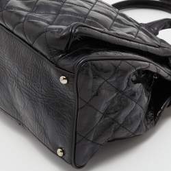 Pre Owned Chanel Black Quilted Glazed Leather Portobello Tote