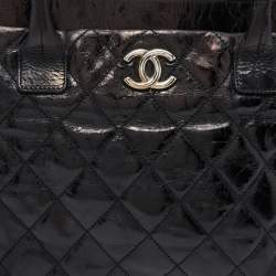 Pre Owned Chanel Black Quilted Glazed Leather Portobello Tote