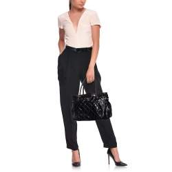Pre Owned Chanel Black Quilted Glazed Leather Portobello Tote
