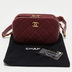 Chanel Burgundy Quilted Caviar Leather Chic Trip Waist Bag