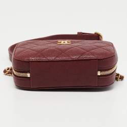 Chanel Burgundy Quilted Caviar Leather Chic Trip Waist Bag