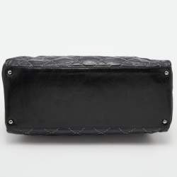 Pre Owned Chanel Black Distressed Leather CC Chain Bag